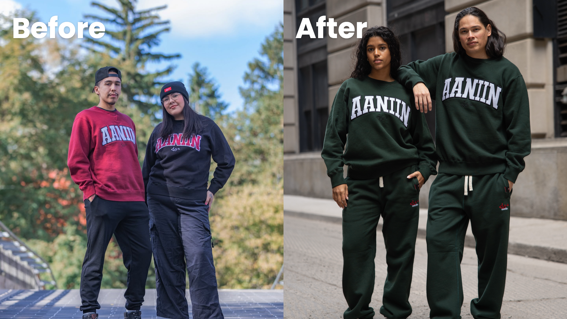 Aaniin - before and after