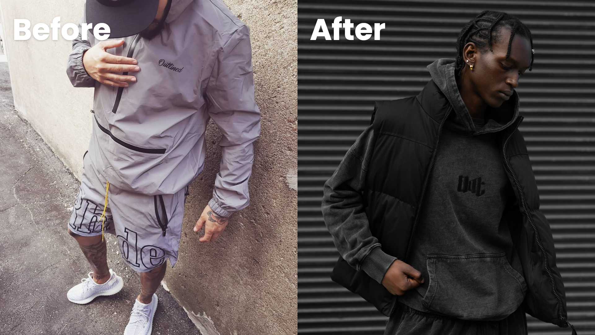 Outlined - before and after
