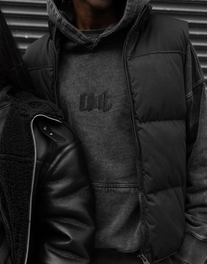 Outlined branded hoodie, a Benjamin's Agency content and ad client