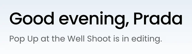 Home page line showing the shoot is in editing